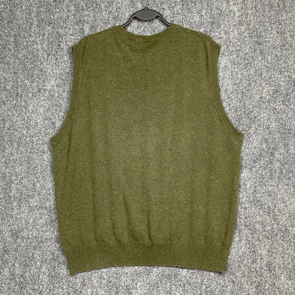 SADDLEBRED Men's Olive Green Argyle 100% Cotton V-Neck Sweater‎ Vest - Size L